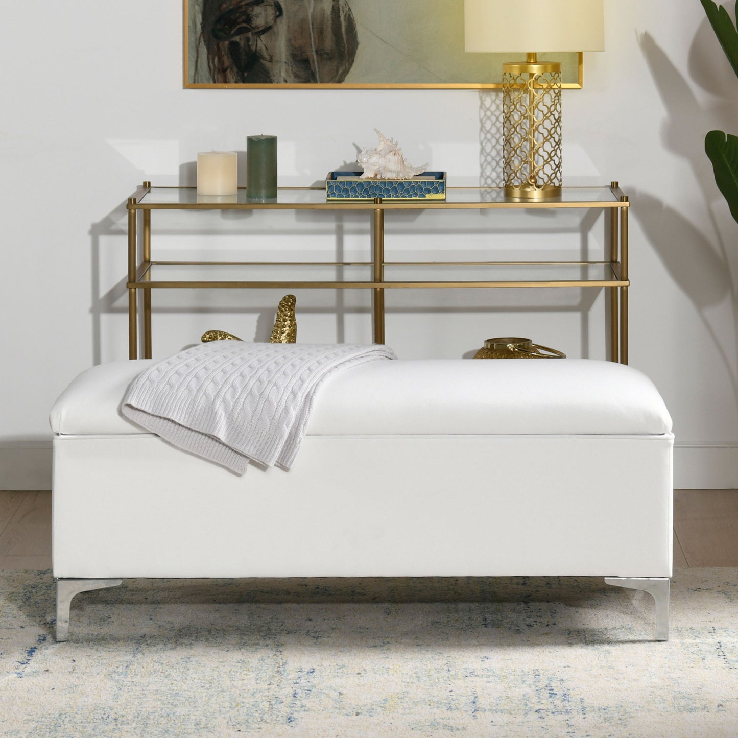 Madelyn - Modern Storage Bench - Bright White Dye Jennifer Taylor Home