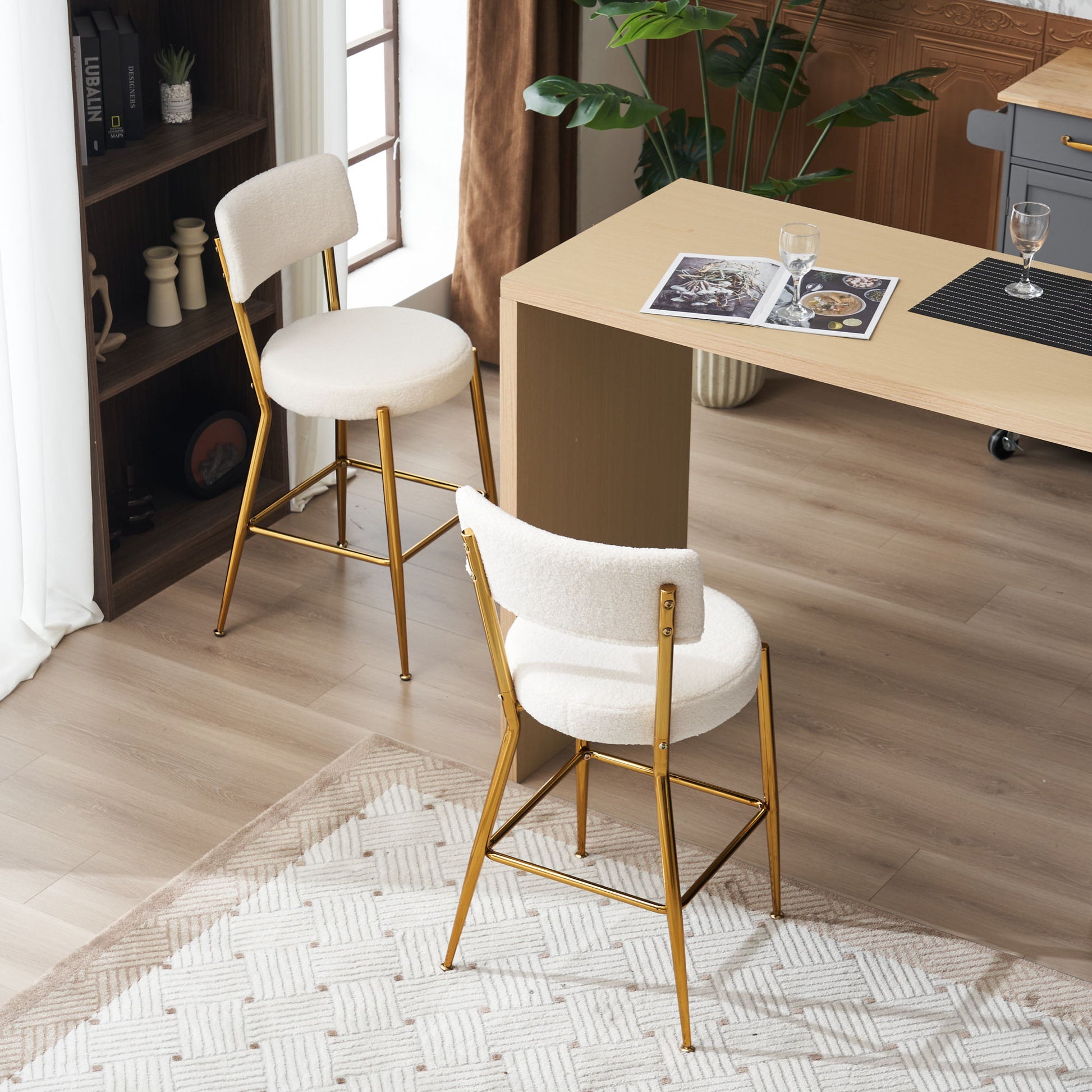 Modern Teddy Fabric Upholstered Bar Stools Home Essentials