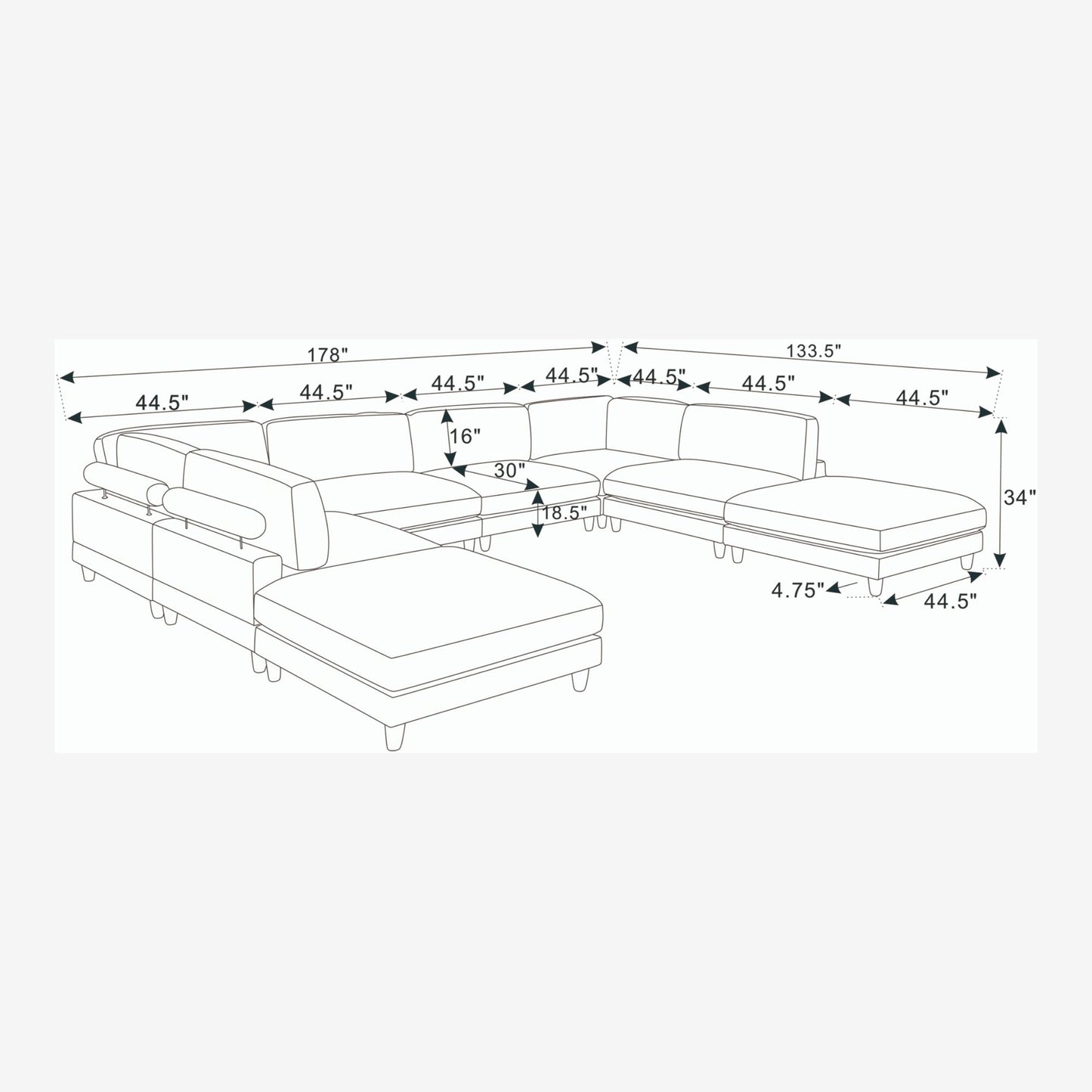 Modern Modular Sectional With Adjustable Back Support Home Essentials