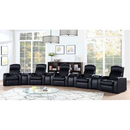 9 Piece Home Theater Seating Set With Recliners And Wedge Consoles - Black Furniture Max