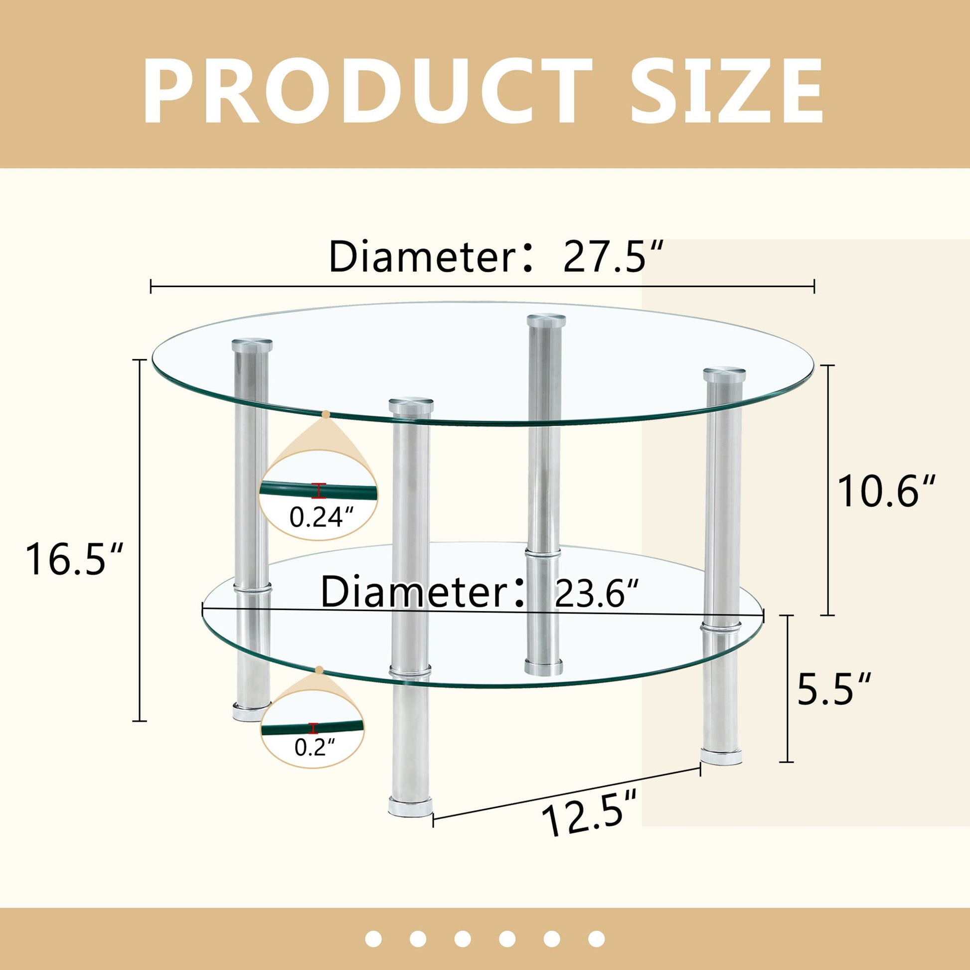 Contemporary Minimalist Double Layer Tempered Glass Coffee Table Home Essentials
