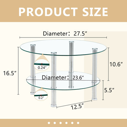 Contemporary Minimalist Double Layer Tempered Glass Coffee Table Home Essentials