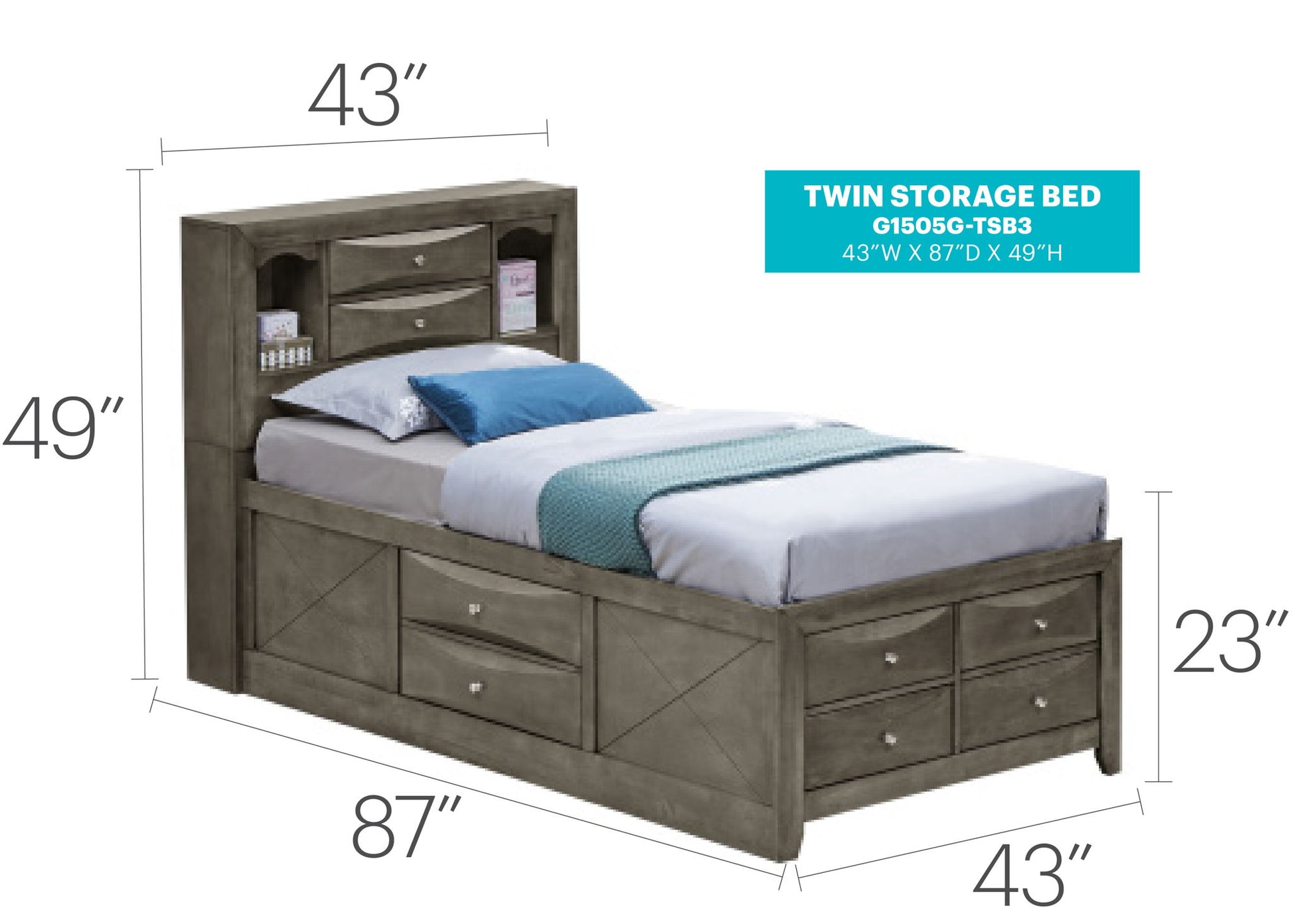 Modern Design Storage Bed With Bookcase Headboard Glory Furniture