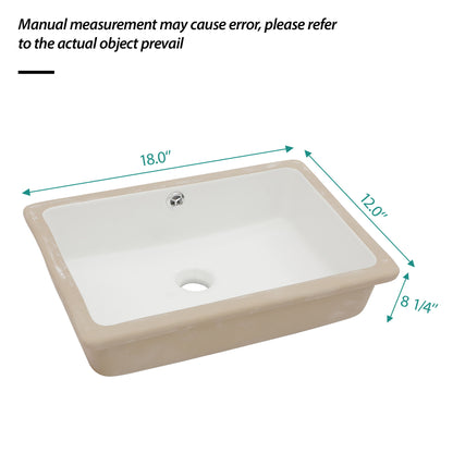 Modern Ceramic Rectangular Undermount Bathroom Sink With Overflow Daily Nest