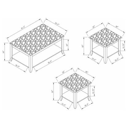 Flores - 3 Piece Faux Marble Top Coffee Table Set - Cappuccino CoasterEveryday