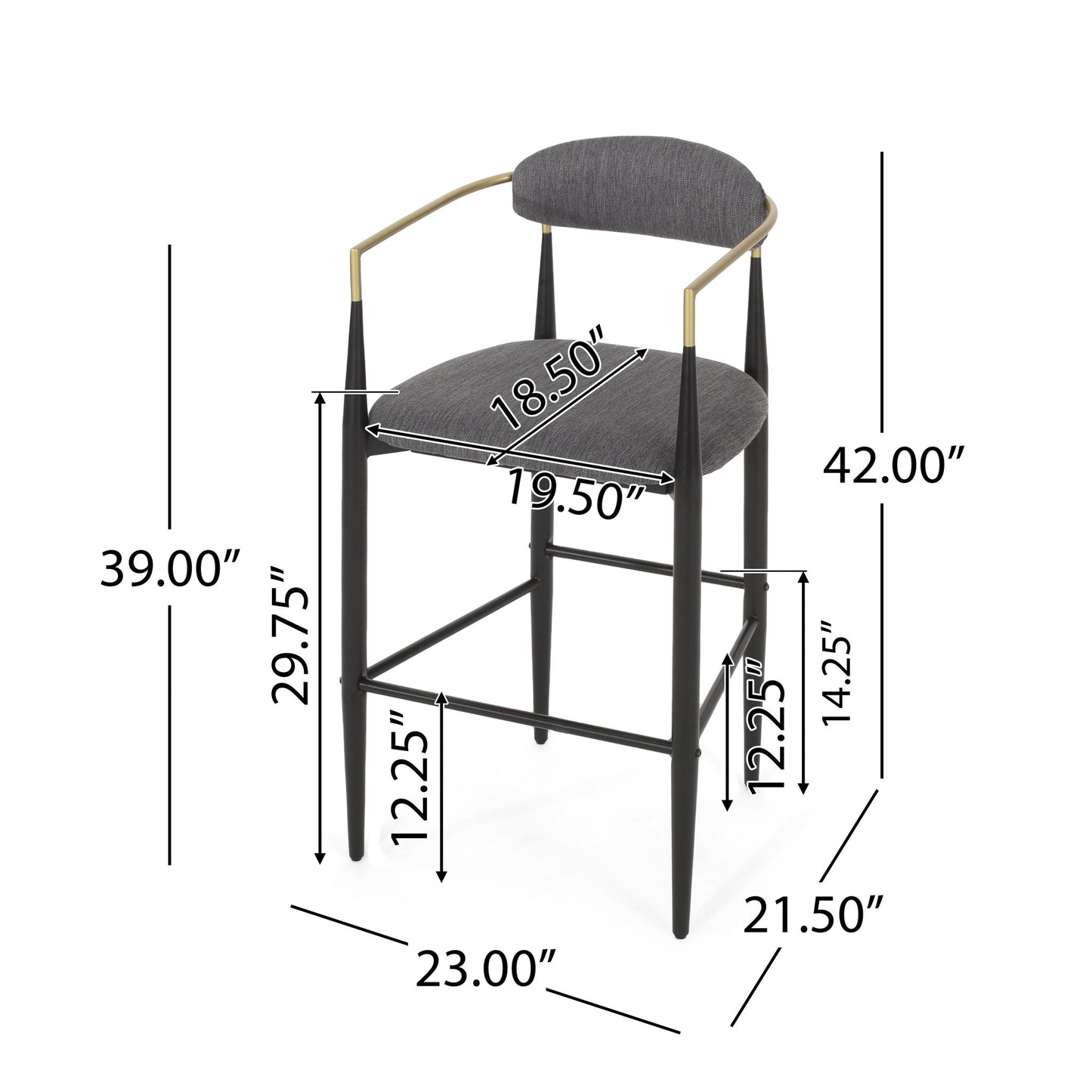 Counter Height Upholstered Barstools (Set of 2) Noble House
