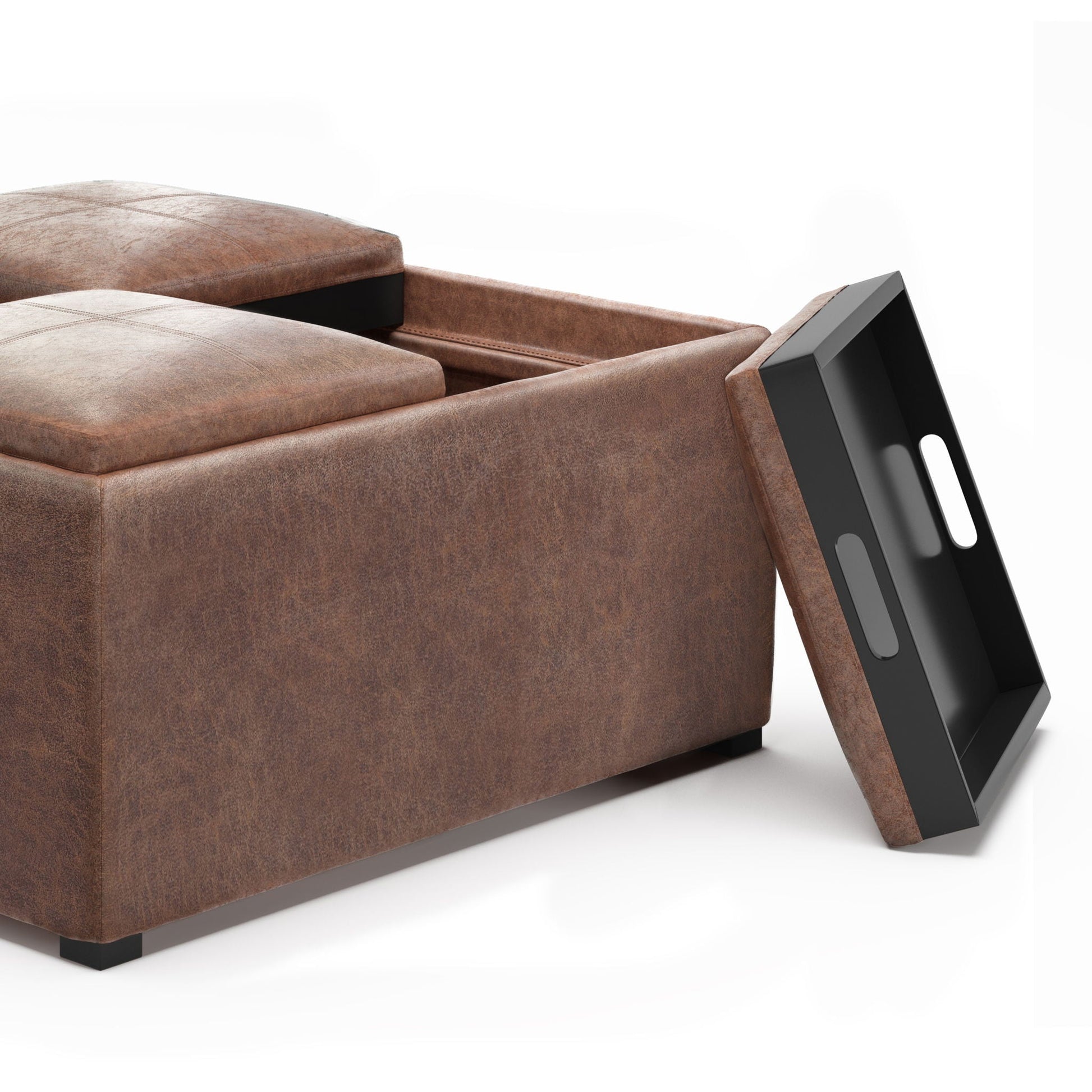Avalon - Square Coffee Table, Storage Ottoman Simpli-Home