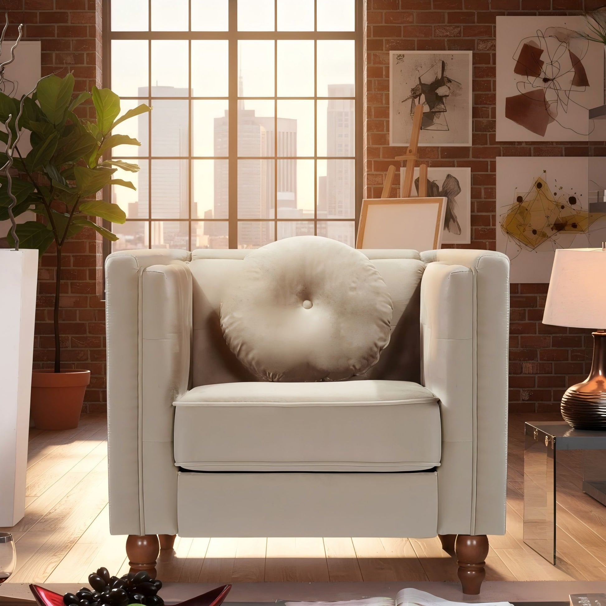Chesterfield Accent Tufted Square Arm Side Chair US Pride