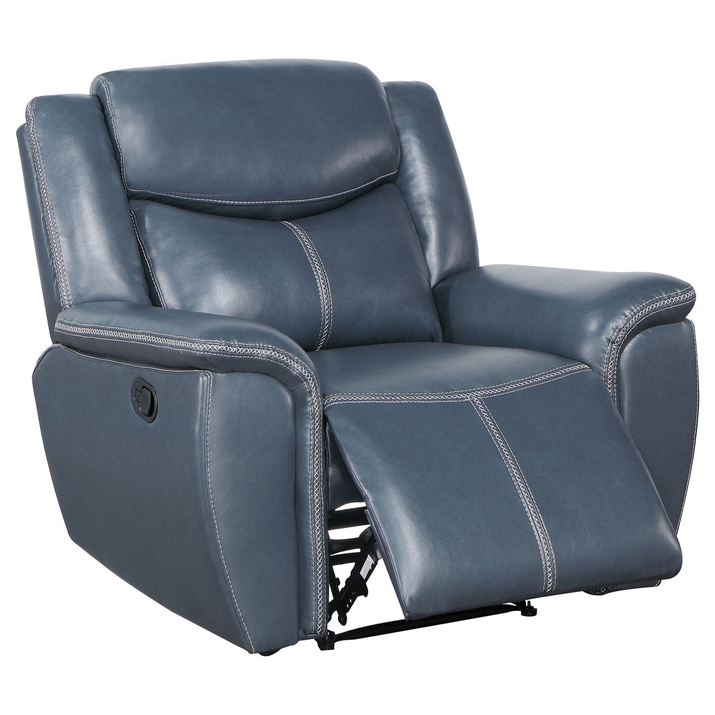 Brier - Upholstered Padded Arm Recliner Chair With Manual Recline And Pillowtop Arms - Blue Furniture Max