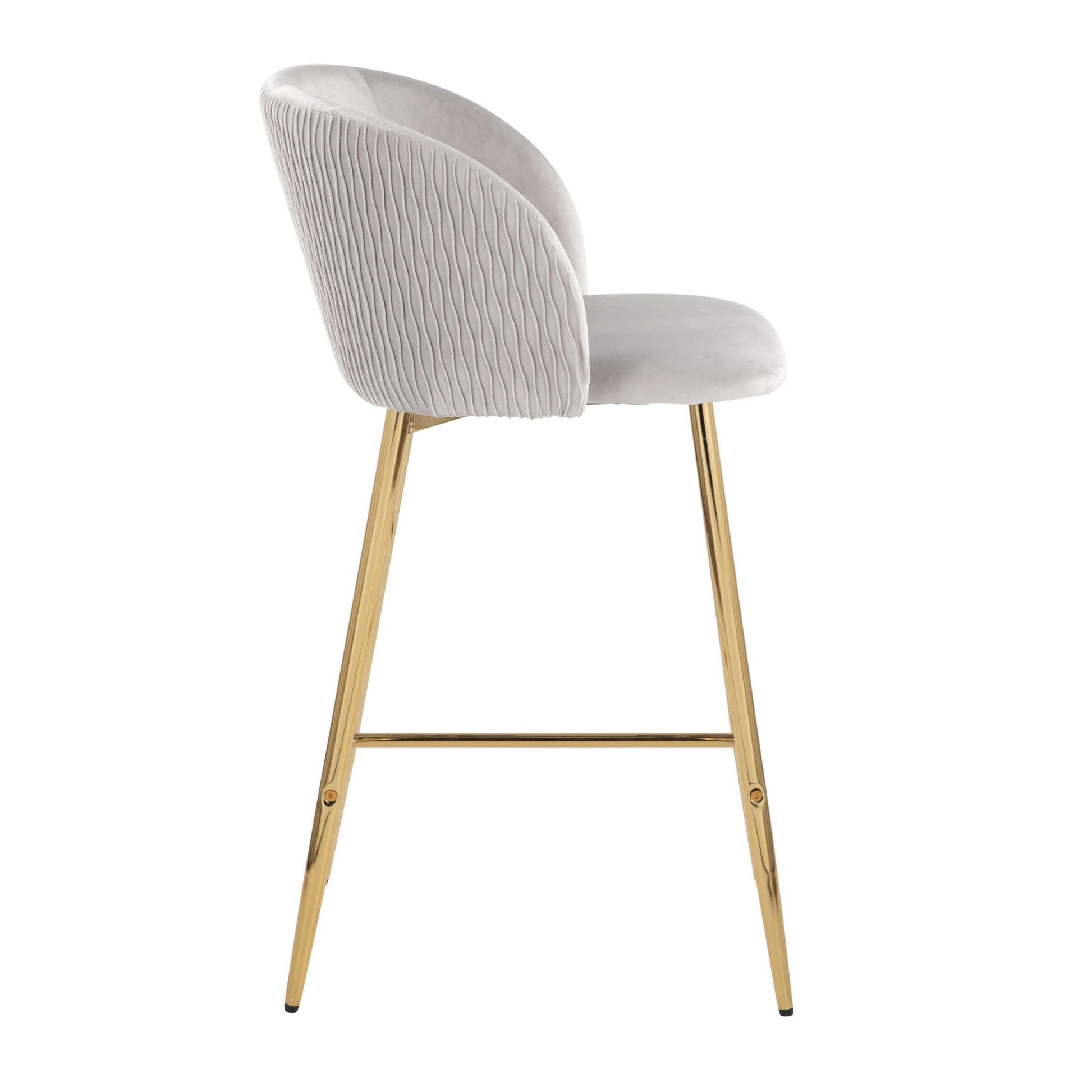 Fran - Pleated Waves Contemporary / Glam Fixed Height Counter Stool (Set of 2) Lumi Source
