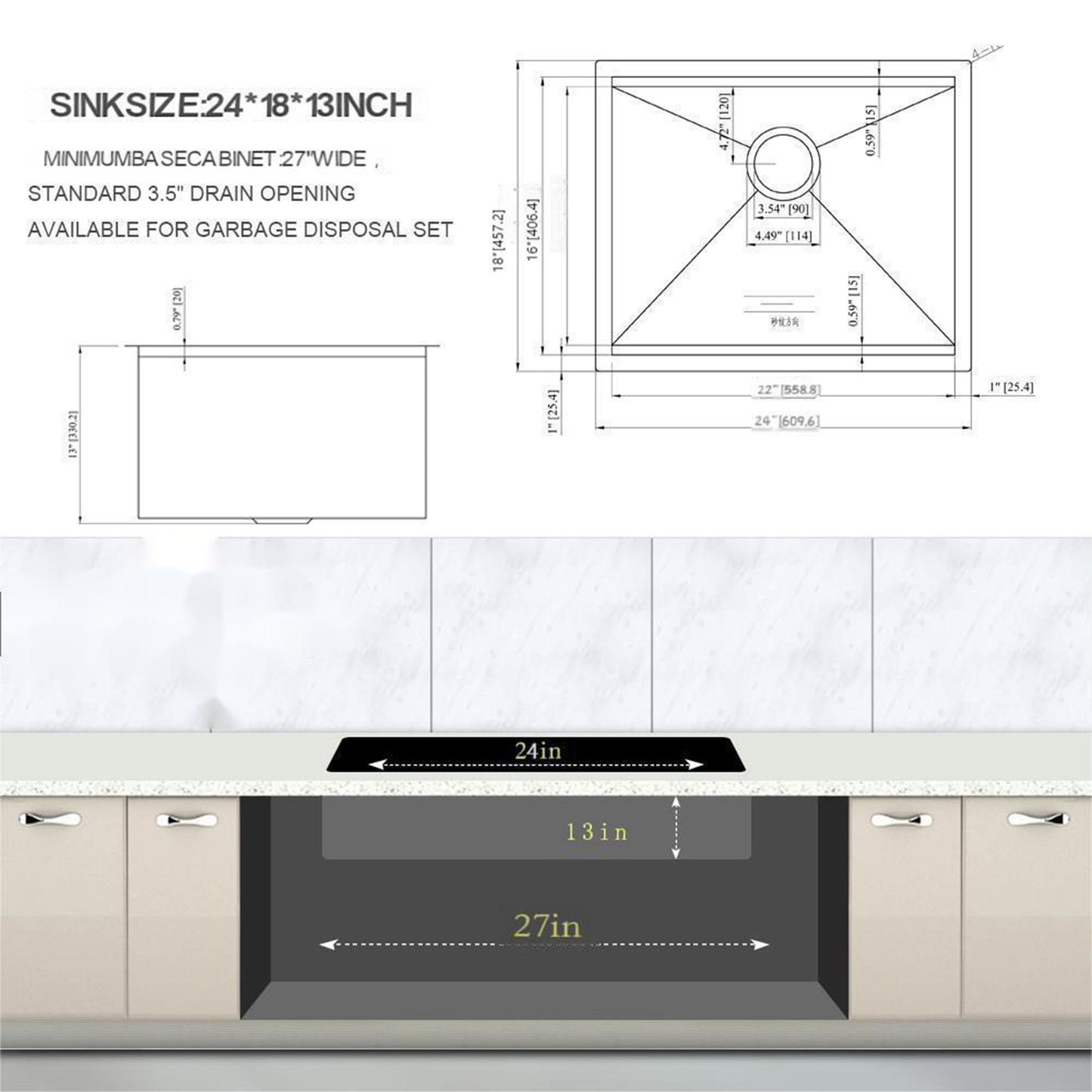 Laundry Workstation Undermount Utility Sink, Deep Single Bowl Daily Nest