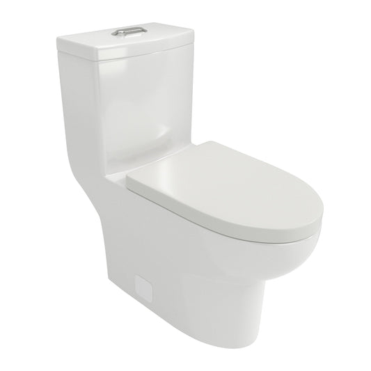 1 Piece Toilet With Dual Flush, Soft Closing Seat - White Daily Nest