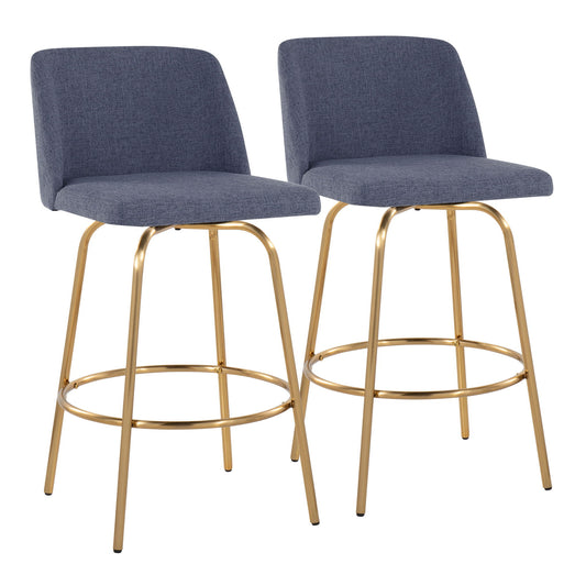 Toriano - Contemporary, Fixed Height Counter Stool With Swivel With Round Footrest (Set of 2) Lumi Source