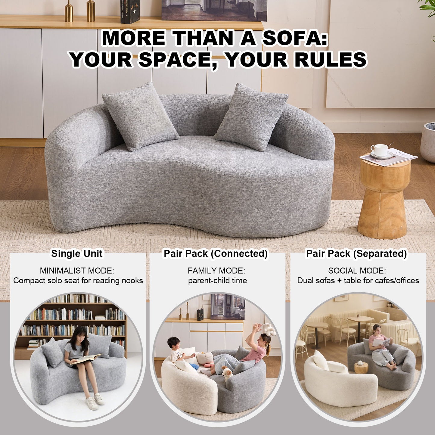 Tai Chi - Curved Dual Depth Loveseat Home Essentials