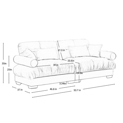 Modern Oversize Sofa With Cloud Like Comfort, Featuring Waist And Throw Pillows Home Essentials