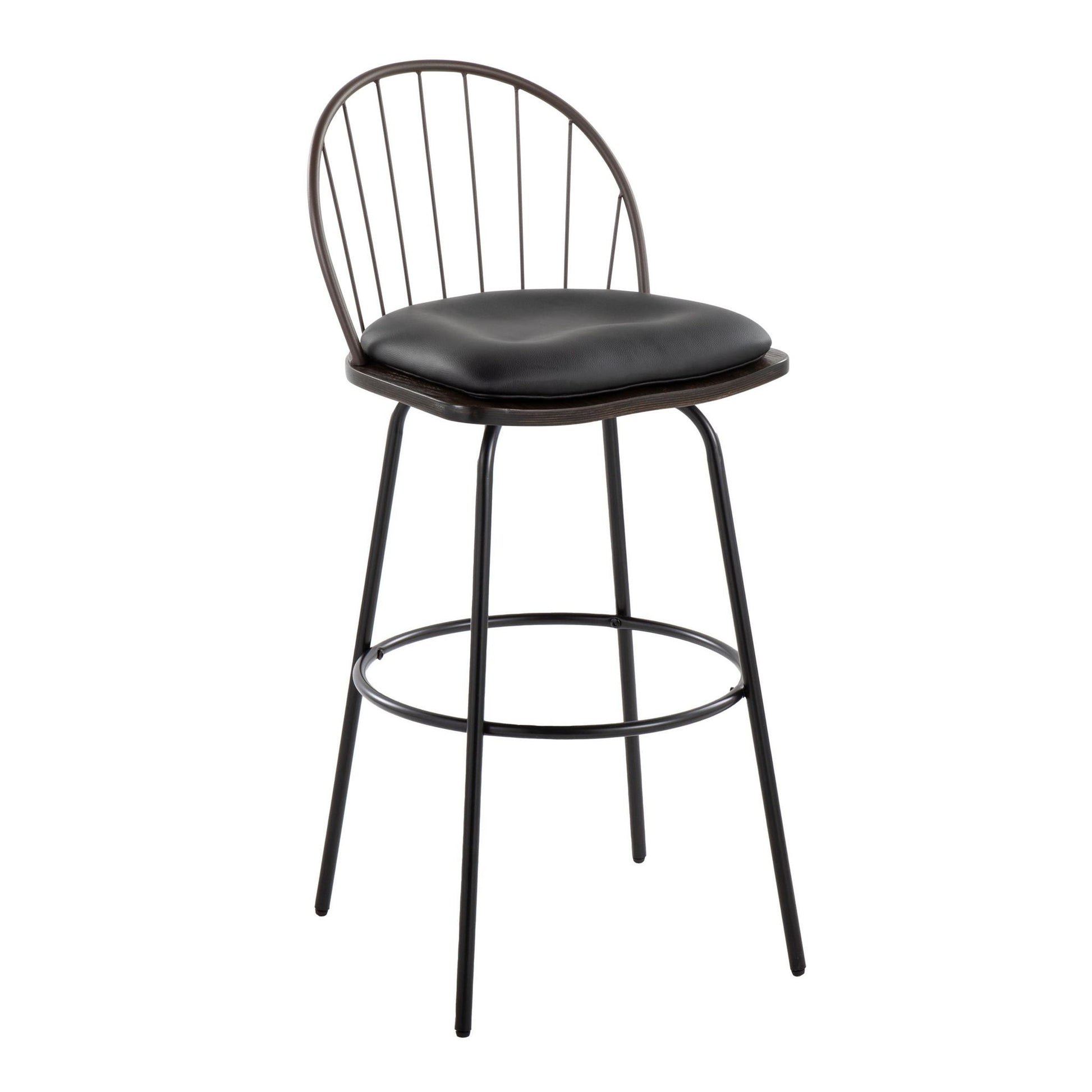Riley - Claire Farmhouse Fixed Height Barstool With Swivel With Round Footrest (Set of 2) Lumi Source
