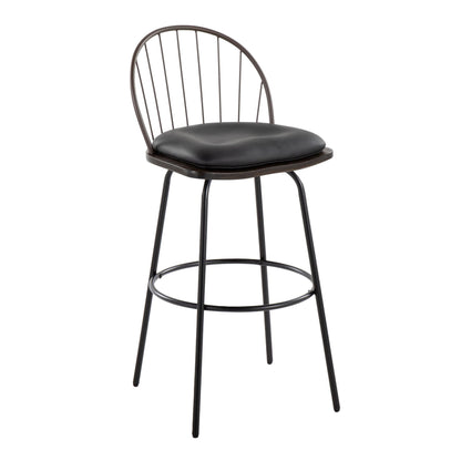 Riley - Claire Farmhouse Fixed Height Barstool With Swivel With Round Footrest (Set of 2) Lumi Source