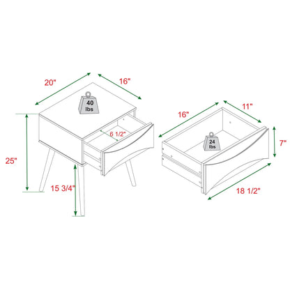 1 Drawer Nightstand - Walnut Walker Edison