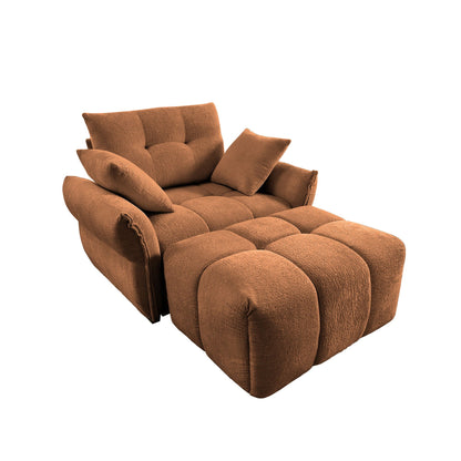 Ergonomic Single Seater Sofa With Ottoman, High Resilience Support Cushions Home Essentials