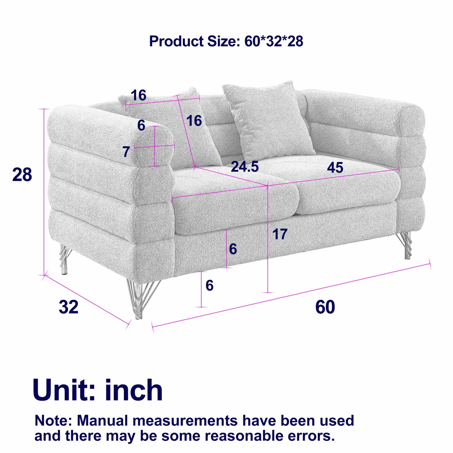 Oversized 2 Seater Sectional Sofa With Deep Seating And 2 Pillows Home Essentials