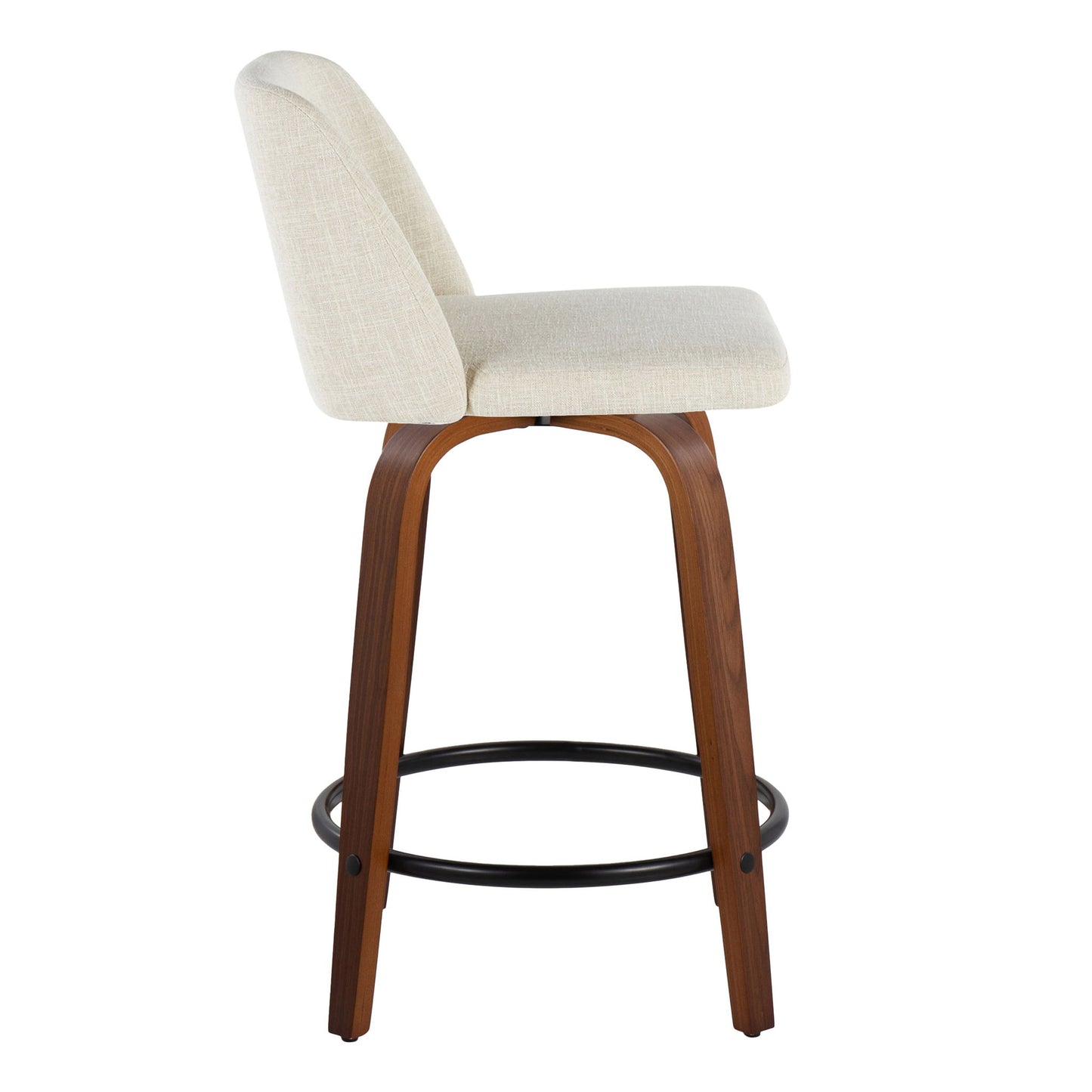 Toriano - Contemporary Fixed Height Counter Stool Swivel With Round Footrest (Set of 2) Lumi Source