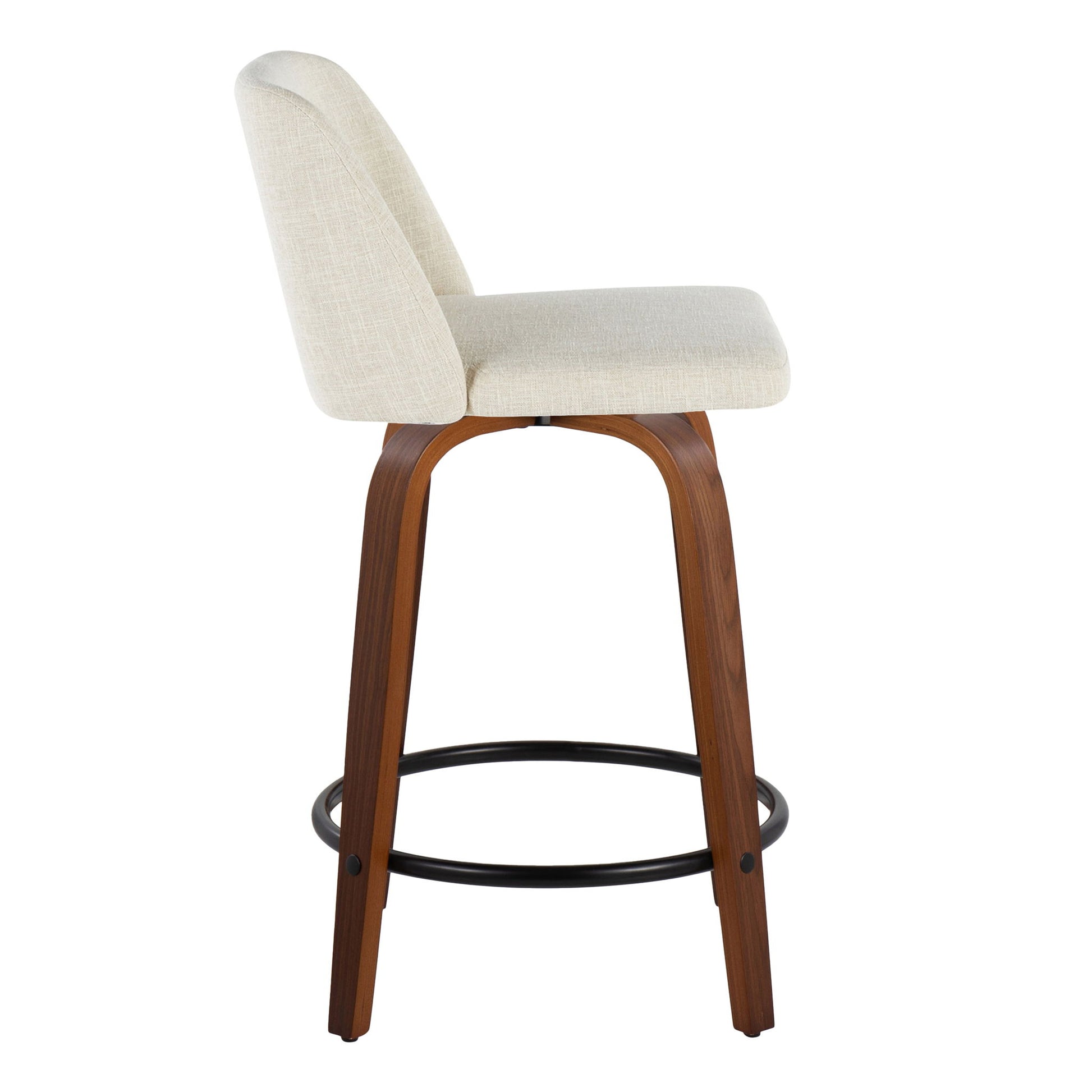 Toriano - Contemporary Fixed Height Counter Stool Swivel With Round Footrest (Set of 2) Lumi Source