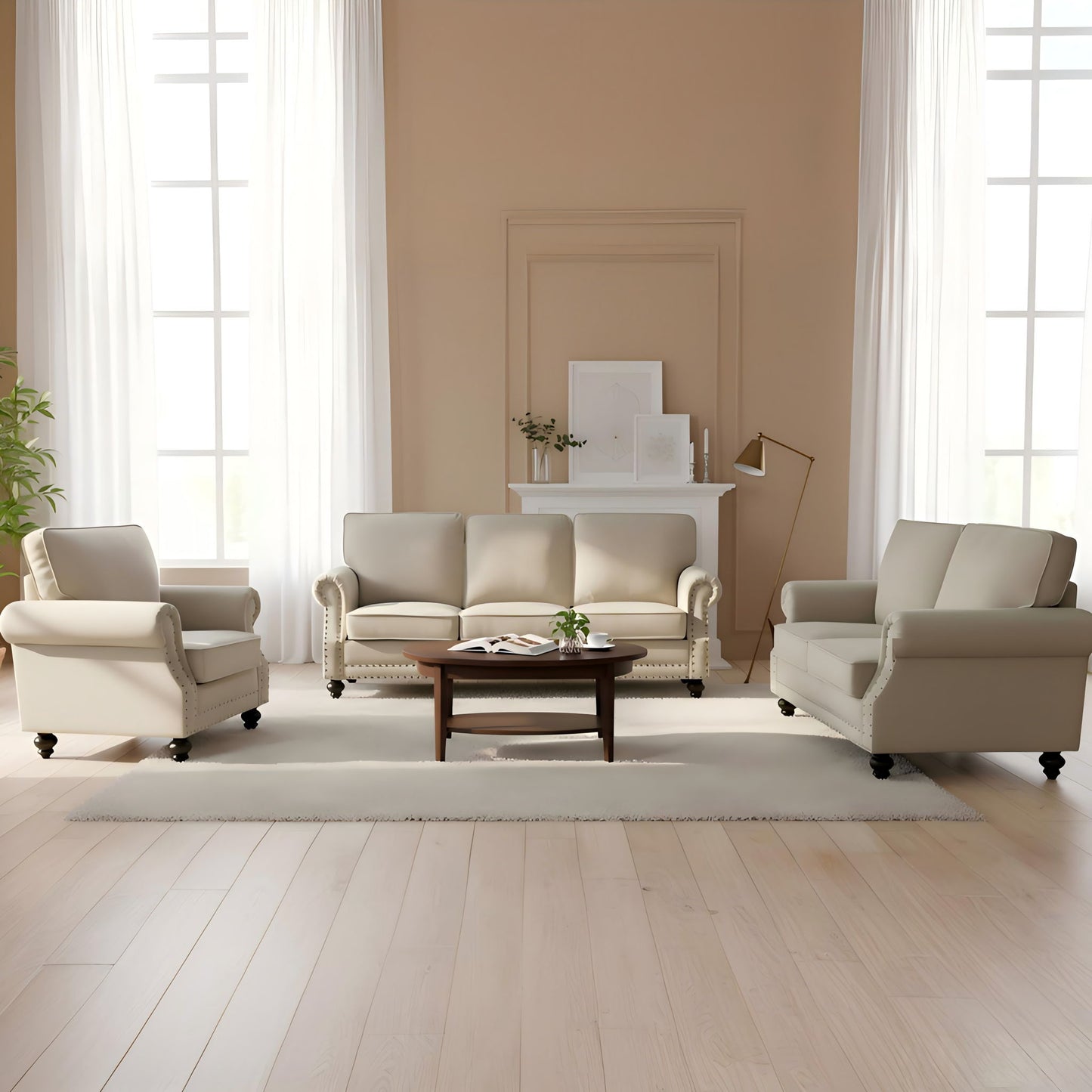 Upholstered Accent Armchair With Turned Legs For Living Room US Pride