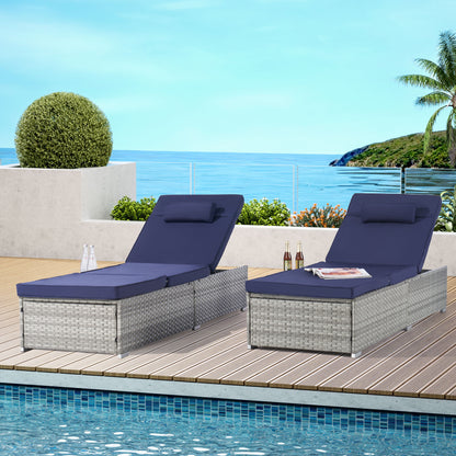 Outdoor Sofa Pe Rattan Furniture Deck Chair - Gray Home Essentials