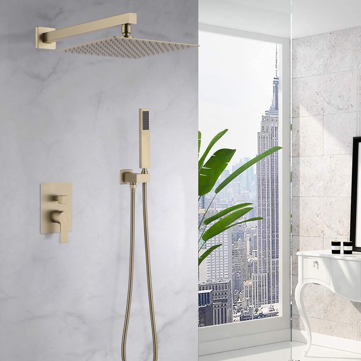 12" Ceiling Mount Shower System With Rain Mixer And Handheld Shower Daily Nest