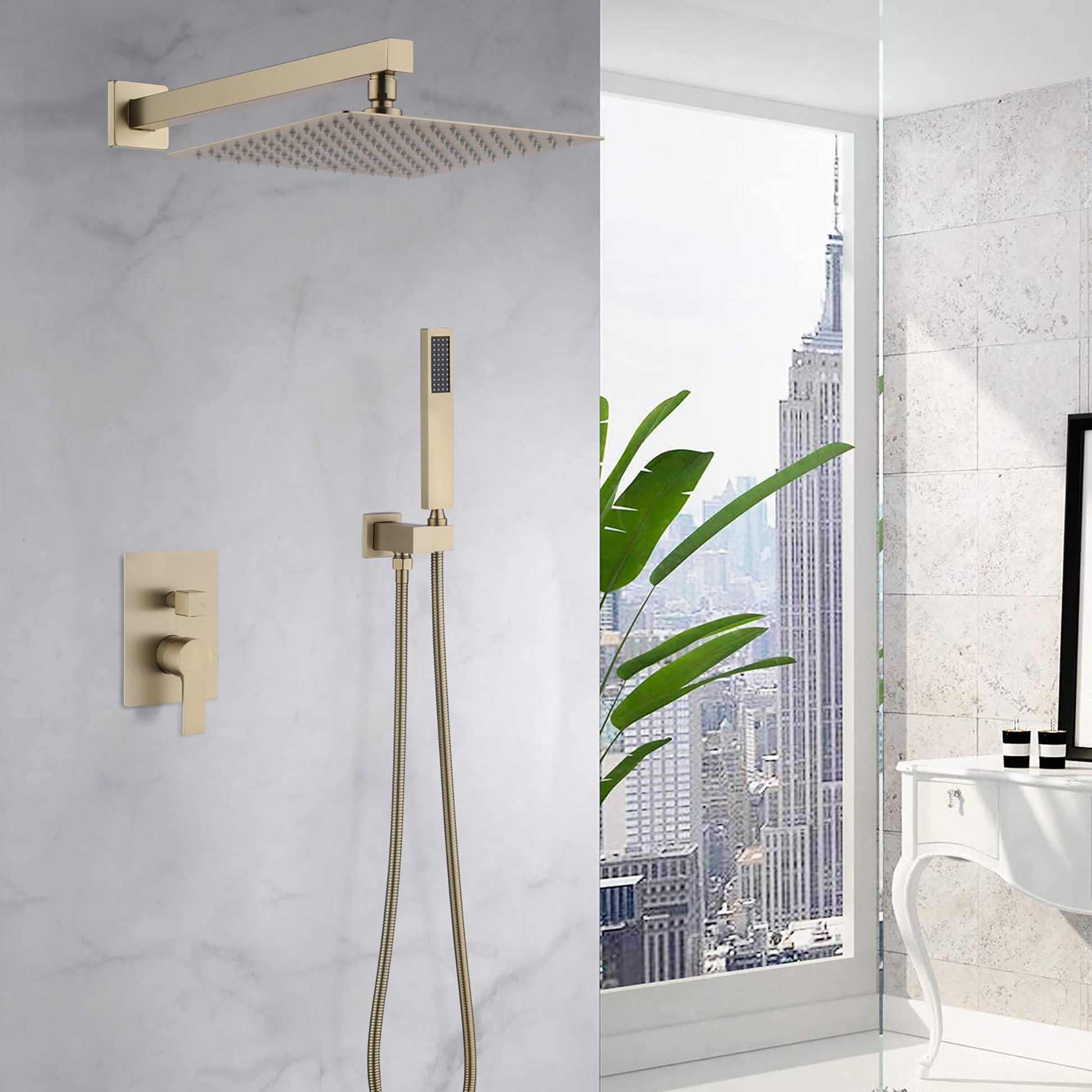 12" Ceiling Mount Shower System With Rain Mixer And Handheld Shower Daily Nest