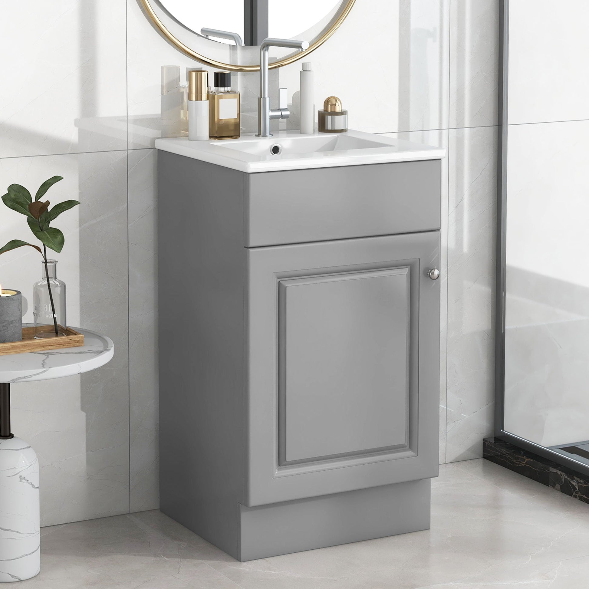 Bathroom Vanity With Sink, Cabinet With Adjustable Shelf Noble House