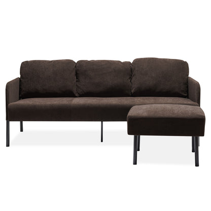Modern L Shaped 3 Seater Sofa With Ottoman, Upholstered Couch For Small Spaces Home Essentials