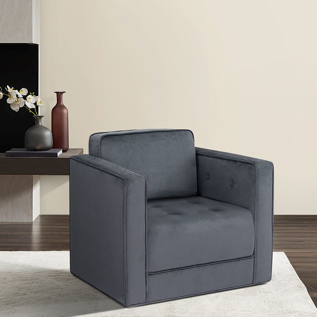 Madrid - 360° Upholstered Swivel Chair - Gray