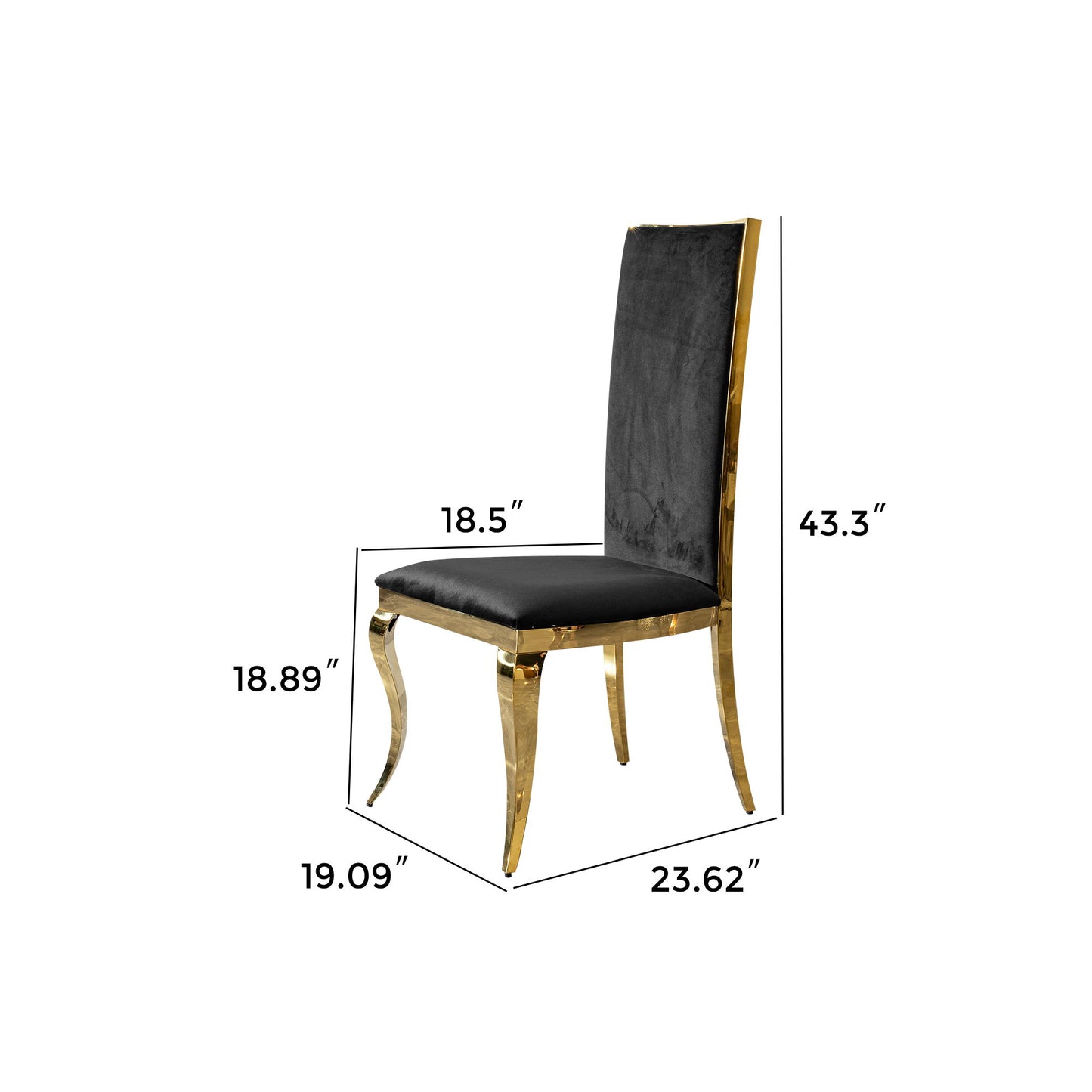 Dining Chair (Set of 2) With Unique Backrest Stainless Steel Legs - Gold Home Essentials