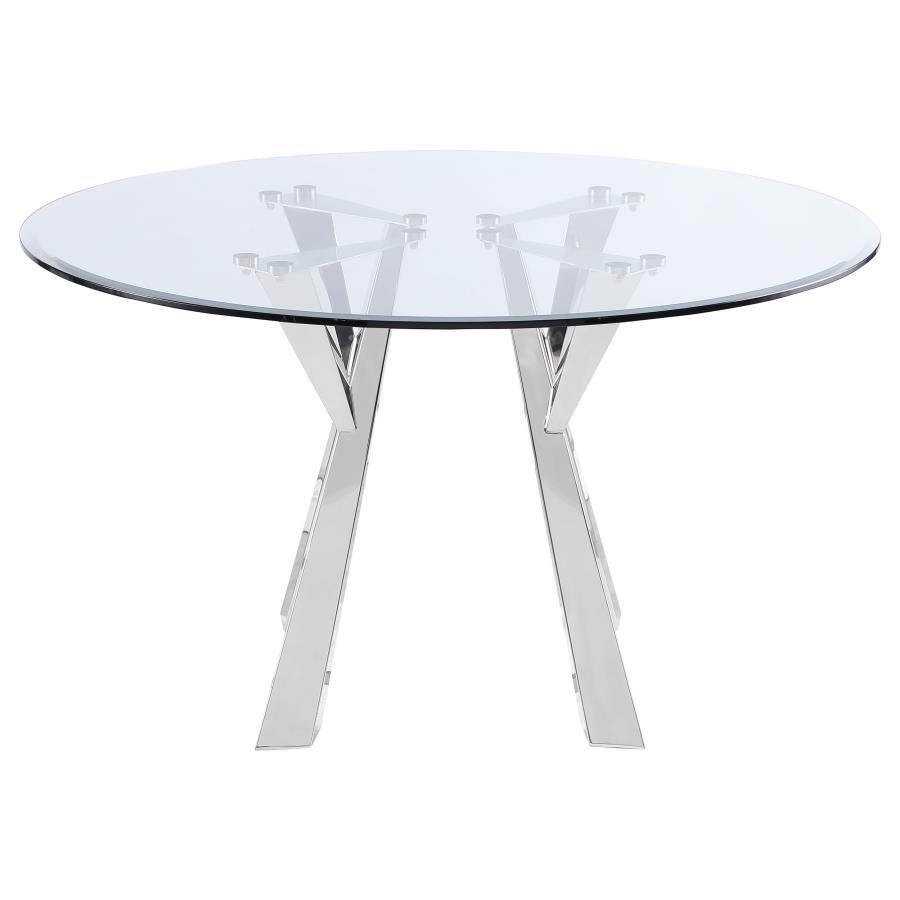 Alaia - Round Clear Glass Top Dining Table - Chrome Coaster Fine Furniture