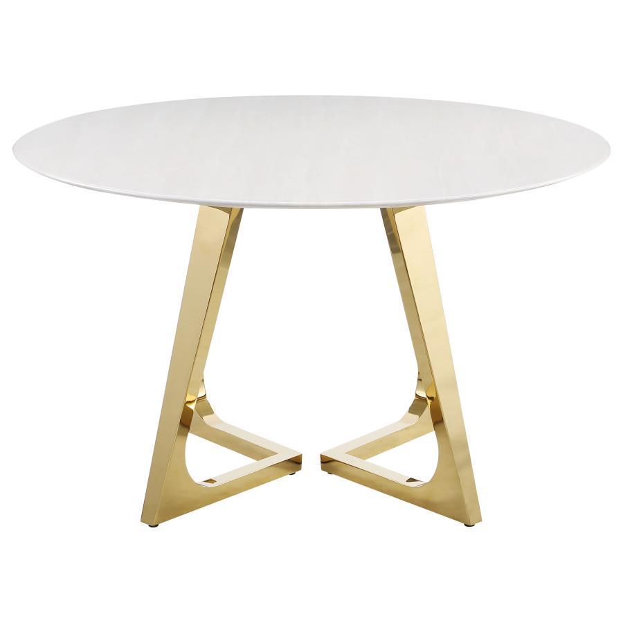 Gwynn - Round Marble Stainless Steel Dining Table - Gold Coaster Fine Furniture