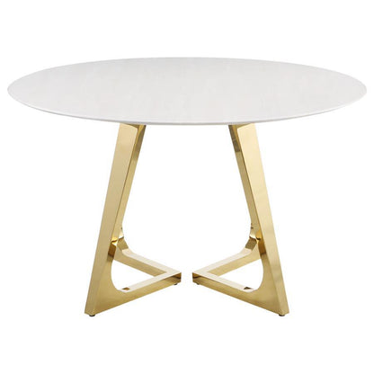 Gwynn - Round Marble Stainless Steel Dining Table - Gold Coaster Fine Furniture