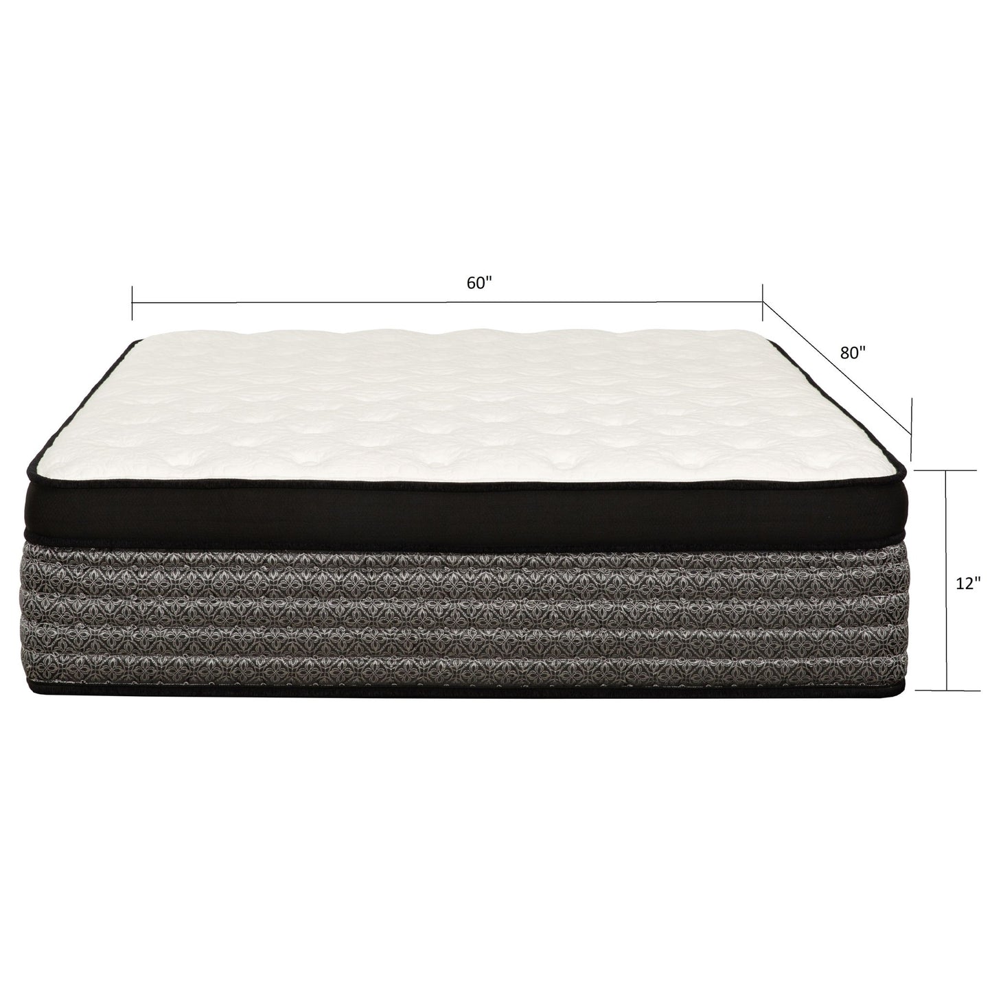 Premium 12" Queen Size Hybrid Mattress In A Box Soft Gel Memory Foam Top With Cooling Technology - Gray / White Daily Nest