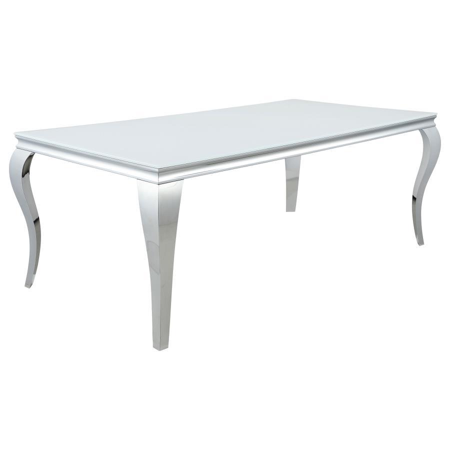 Carone - Rectangular Glass Top Dining Table CoasterEssence