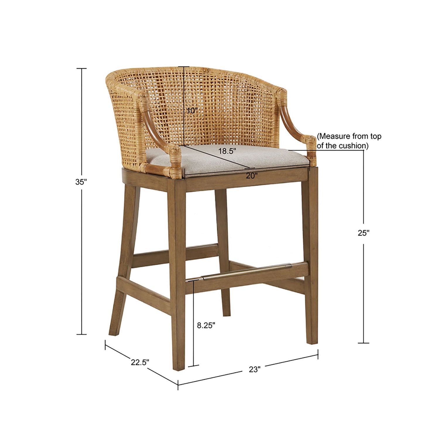 Casual Handcrafted Rattan Counter Stool JLA
