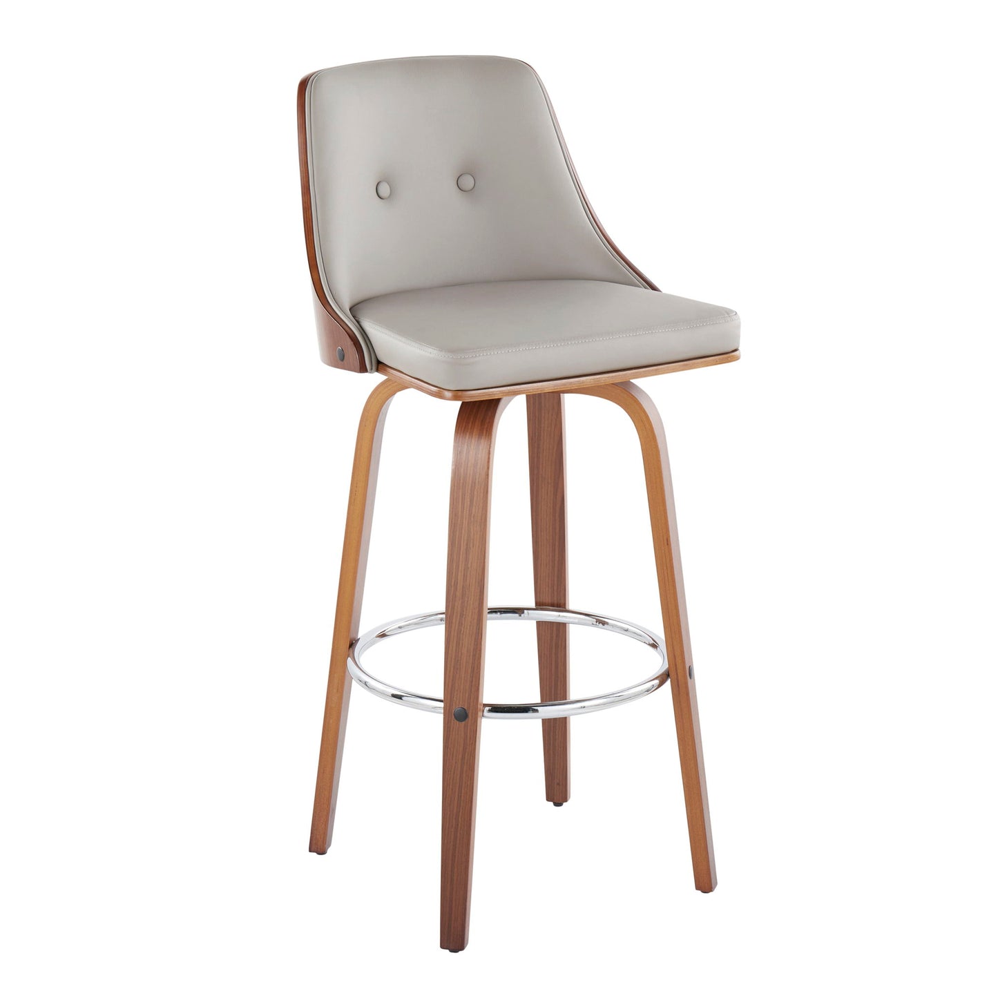 Gianna - Mid Century Modern Fixed Height Barstool With Swivel With Round Footrest (Set of 2) Lumi Source