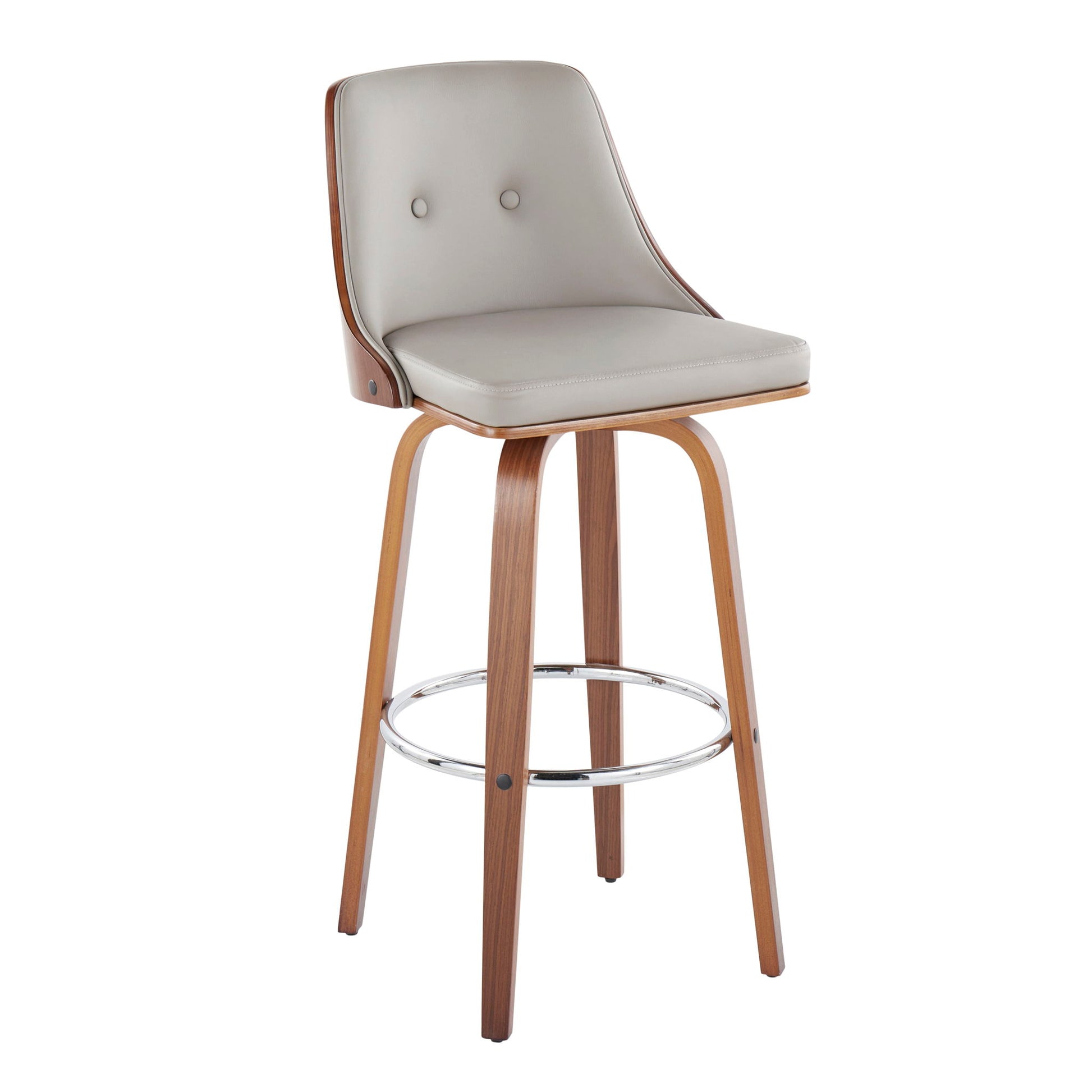 Gianna - Mid Century Modern Fixed Height Barstool With Swivel With Round Footrest (Set of 2) Lumi Source