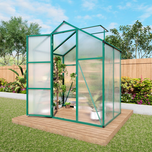 Polycarbonate Walk-In Greenhouse, Raised Base For Outdoor In All Season Daily Nest