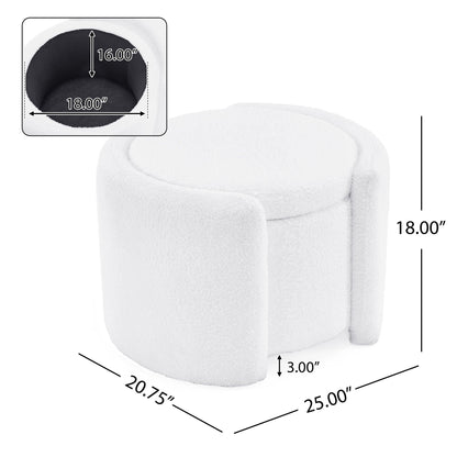 Cozy Boucle Storage Ottoman, Stylish Comfort With Hidden Storage Noble House