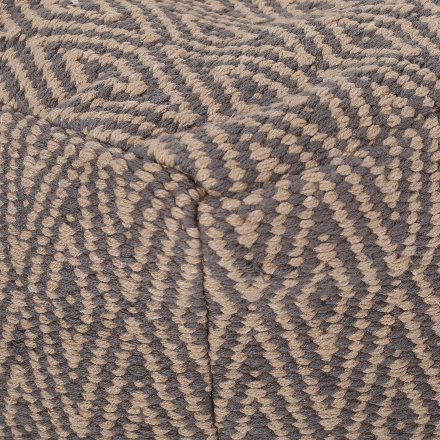 Amuleto - Hand Loomed Cotton Pouf - Dark Gray / Brown Home Essentials