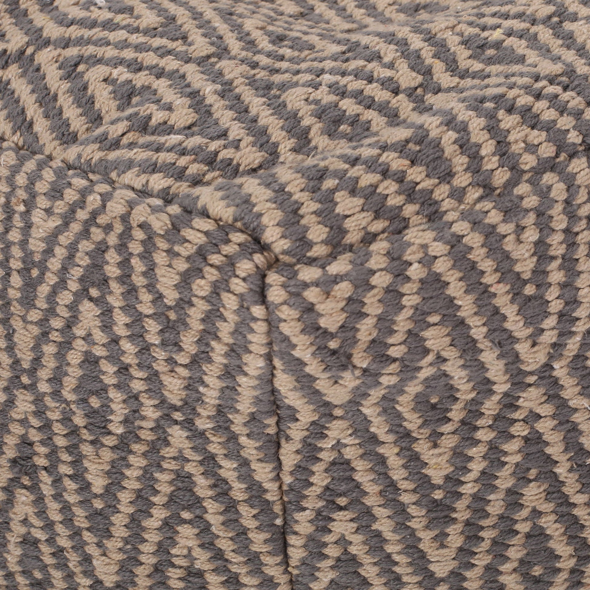 Amuleto - Hand Loomed Cotton Pouf - Dark Gray / Brown Home Essentials