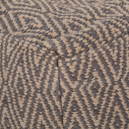 Amuleto - Hand Loomed Cotton Pouf - Dark Gray / Brown Home Essentials