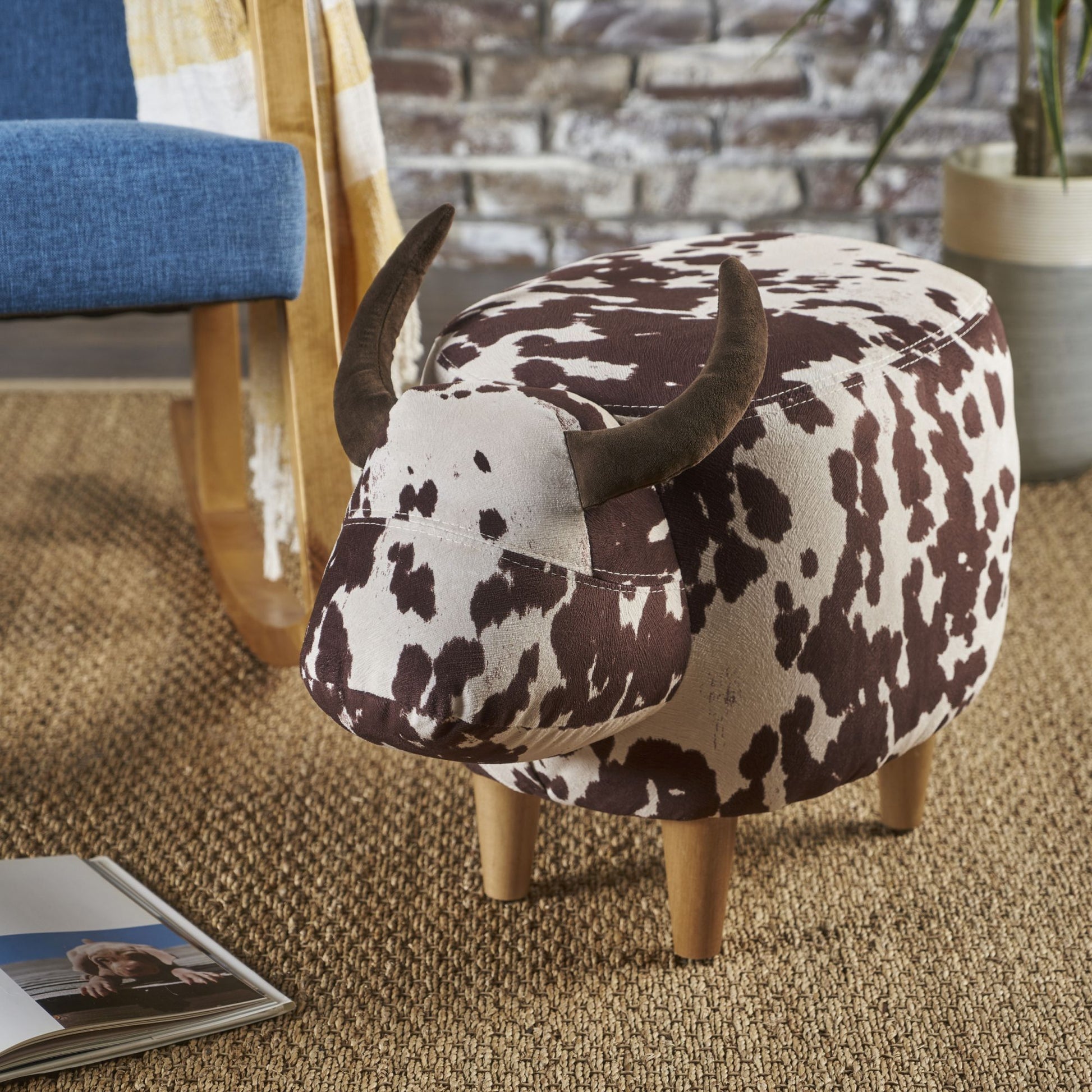 Cow Shaped Ottoman Footstool Noble House