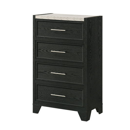 1 Piece 4 Drawers Tall Chest Bedroom Furniture - Black / White Home Essentials