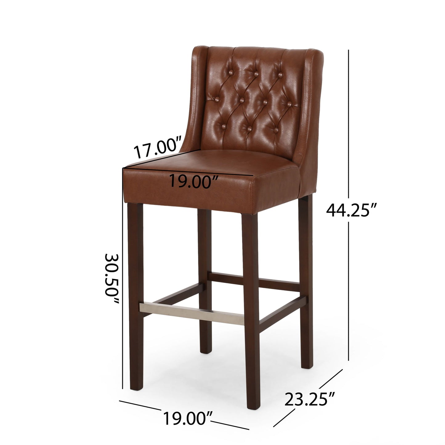 Solstara - Upholstered Dining Barstool With Button Tufted And Wing Back Noble House